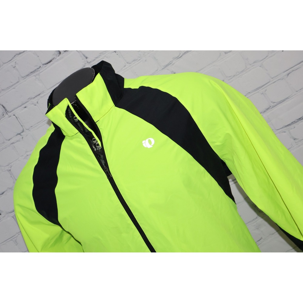 Pearl Izumi Barrier Cycling Jacket Mens Medium Neon Yellow Black Windbreaker **